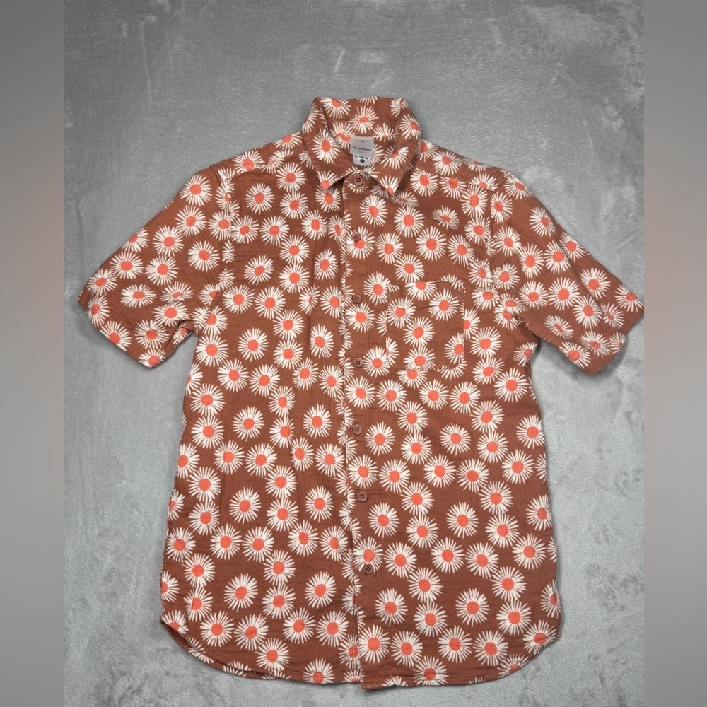 Hanna Andersson Women’s Button Front Collared Short Sleeve Gauzy Camp Shirt XS